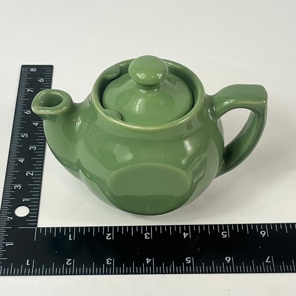 Green Teapot 6" Avocado Olive MCM Mid Century Retro Art Deco - Picture 11 of 12
